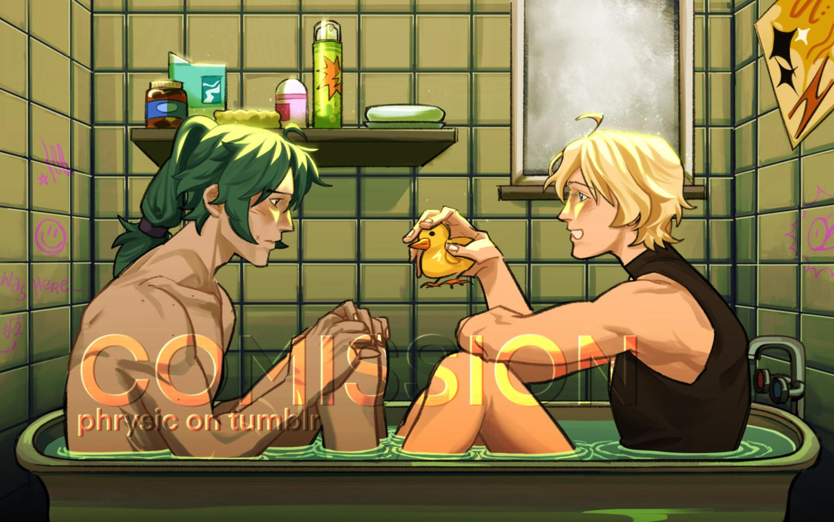 Full body (2 characters) ; complex background ; fully rendered. OCs do not belong to me.