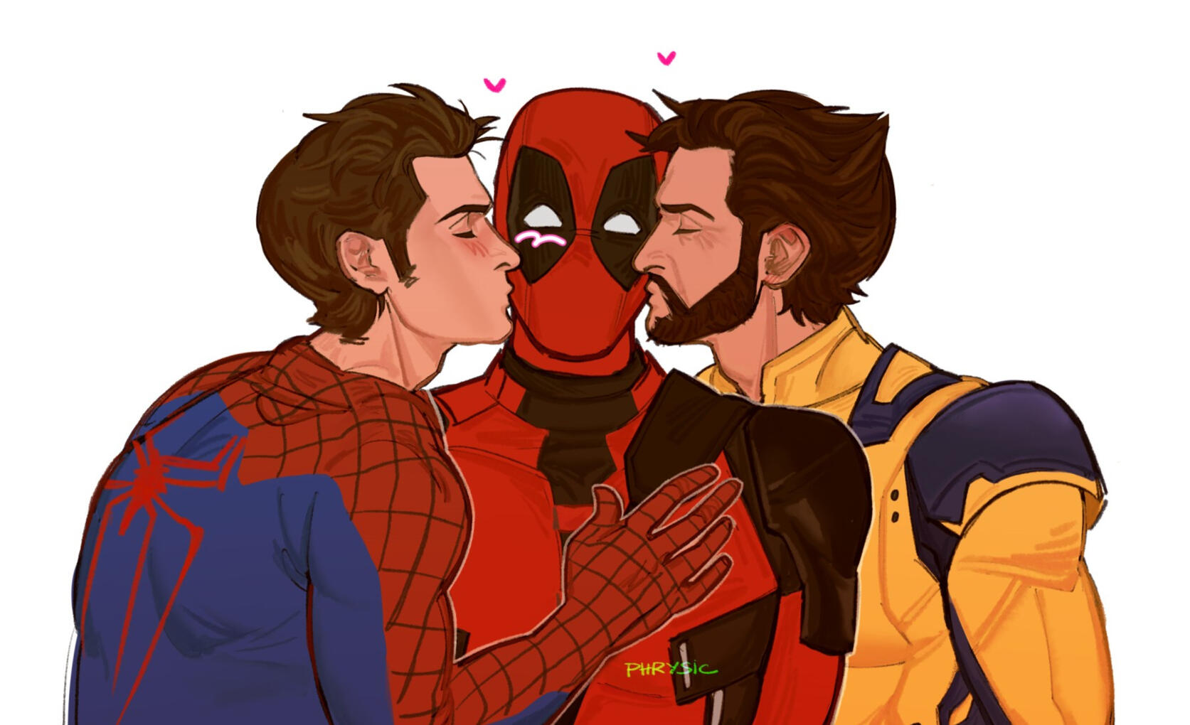 Half (3 characters); flat/basic shading. This is a requested fan artwork. All rights to the characters belong to the creators of Sony, Marvel.